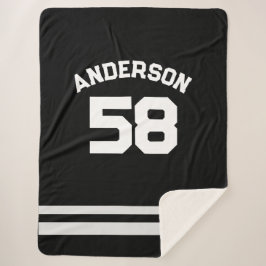 Manta Sherpa Ventilador Black Custom Name & Number Sports