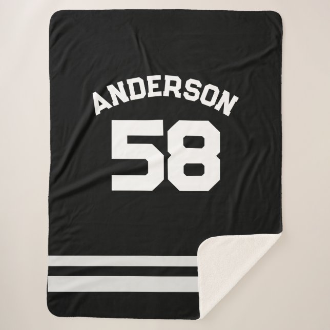 Manta Sherpa Ventilador Black Custom Name & Number Sports (Anverso)