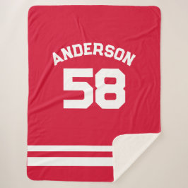 Manta Sherpa Ventilador Red Custom Name & Number Sports