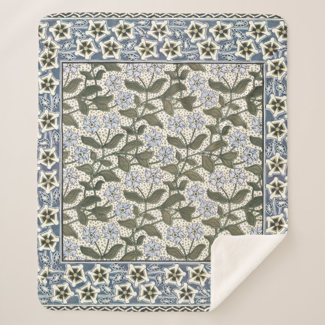 Manta Sherpa Verano Periwinkle Bonito Flor Elegante Floral (Anverso)