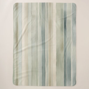 Manta Sherpa Verde azulado Blue Sage Green Cream Distresor Stri