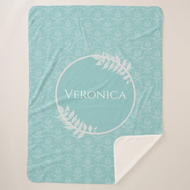 Manta Sherpa Verde azulado elegante funda Sherpa Personalizada  (Anverso)
