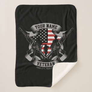 Manta Sherpa Veterano norteamericano personalizado orgulloso Ve