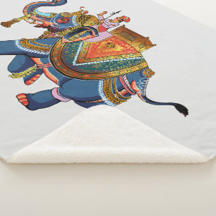 Manta Sherpa Viaje del Elefante Real: Diseño Folclórico Indio