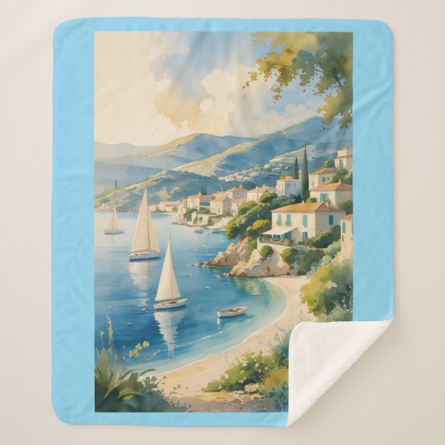 Manta Sherpa Viaje francés estilo vintage Cote D'Azur (Anverso)