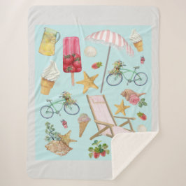 Manta Sherpa Vibes de playa de verano sobre azul