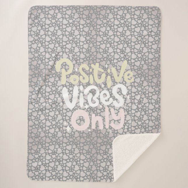 Manta Sherpa Vibes positivas sólo color neutro estilo boho (Anverso)