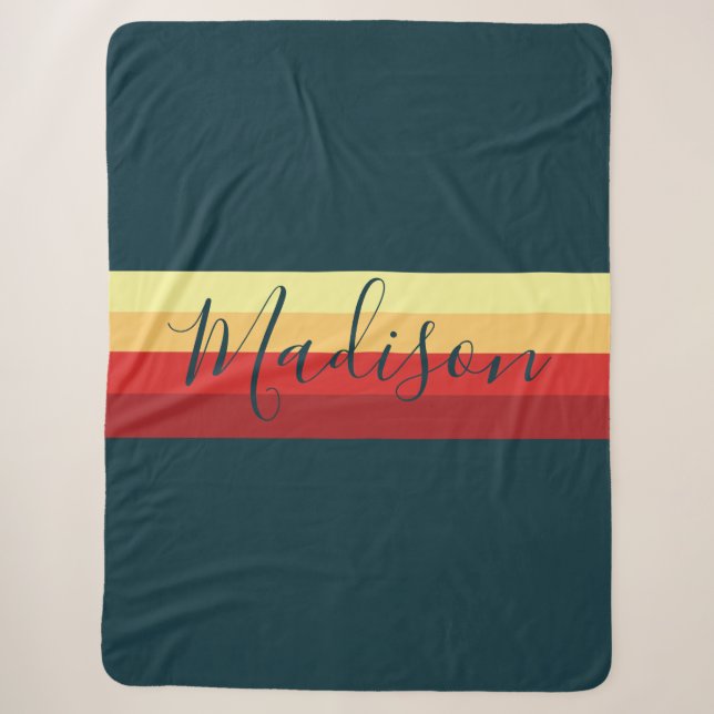 Manta Sherpa Vibración retro de arcoíris calor multicolor (Anverso)