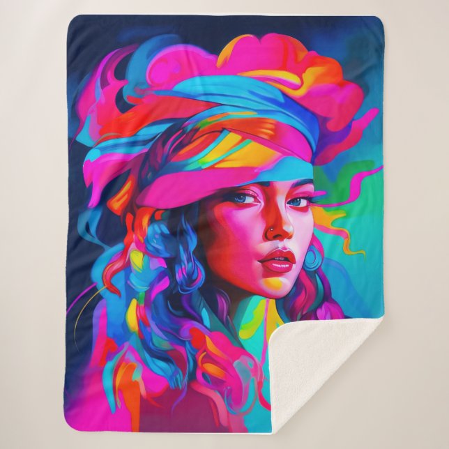 Manta Sherpa Vibrant Abstract Portrait  (Anverso)
