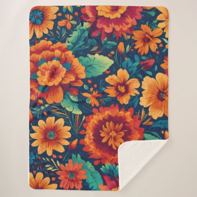 Manta Sherpa Vibrant Floral Sherpa Blanket - Large (Anverso)
