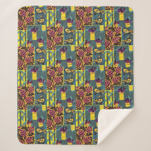 Manta Sherpa Vibrante Estampado Floral Maximalista de Color Púr