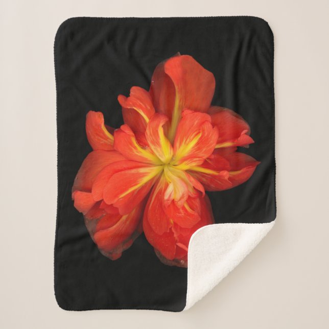 Manta Sherpa Vibrante Naranja Begonia Macro (Anverso)