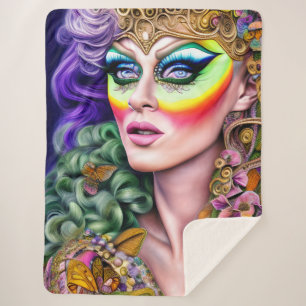 Manta Sherpa Vibrante negrita Retrato LGBTQ Arrastrar Arte de R