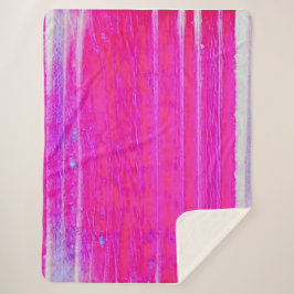 Manta Sherpa Vibrante Resumen de rayas rosadas y moradas arte