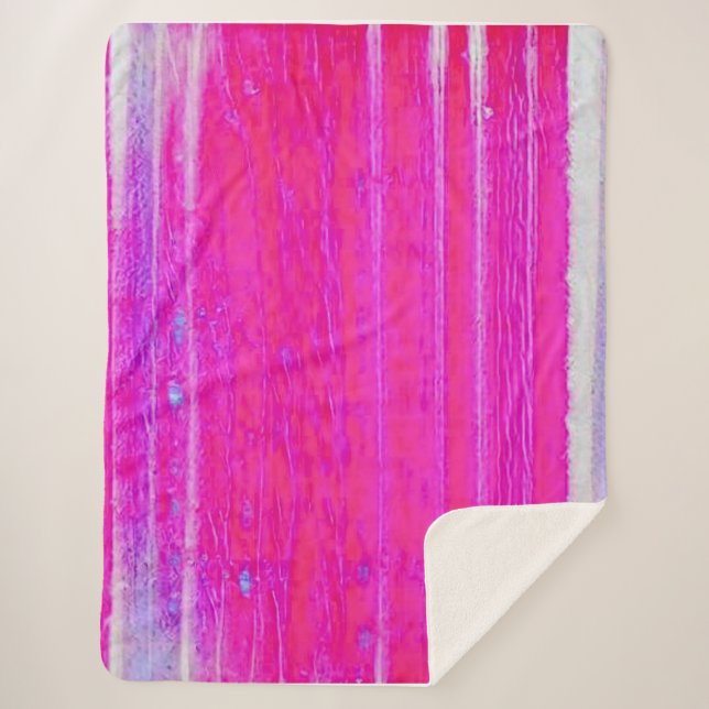 Manta Sherpa Vibrante Resumen de rayas rosadas y moradas arte (Anverso)