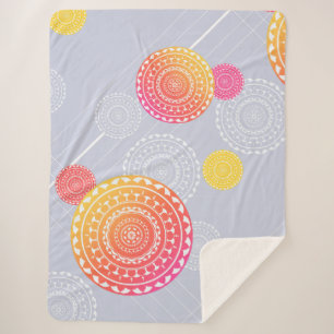 Manta Sherpa Vibrante rosa amarillo al azar Mandala