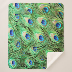 Manta Sherpa Vibrantes plumas exóticas de pavo real