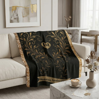 Manta Sherpa Victoriano Dorado Ornate Remolinos Florales Negro