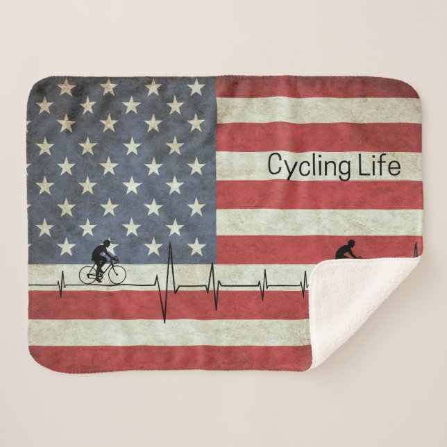 Manta Sherpa Vida en bicicleta, estrellas y rayas (Anverso (horizontal))