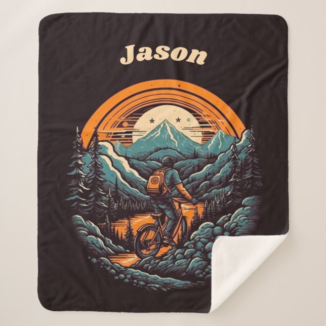 Manta Sherpa Vida en bicicleta, personalizable retro (Anverso)