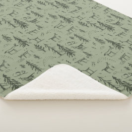 Manta Sherpa Vida en el lago Pine Deer - patrón de bosque verde