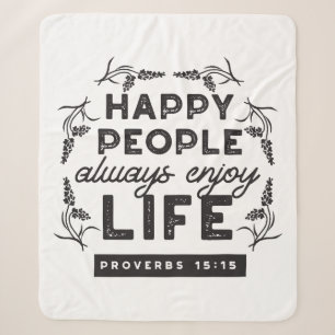 Manta Sherpa Vida Feliz con Fe – Proverbios 15:15 Arte