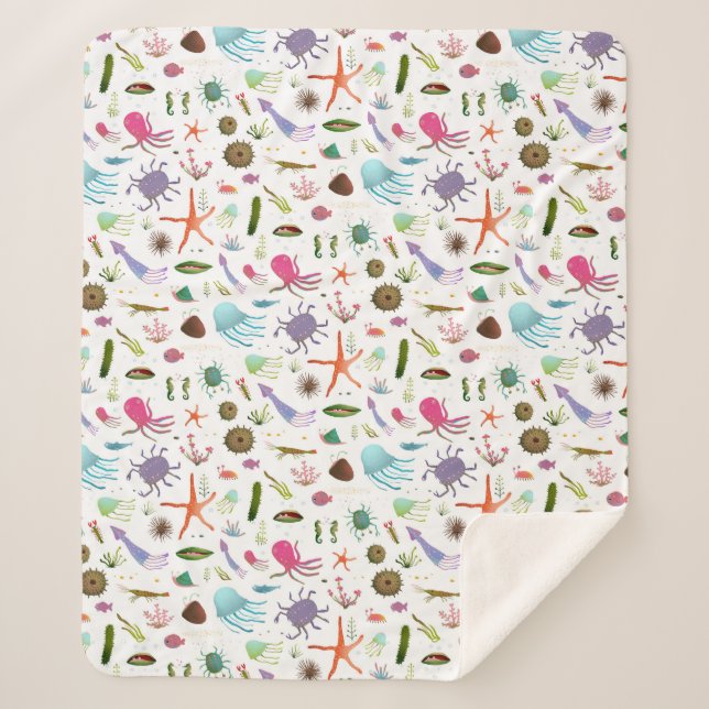 Manta Sherpa Vida marina colorida (Anverso)