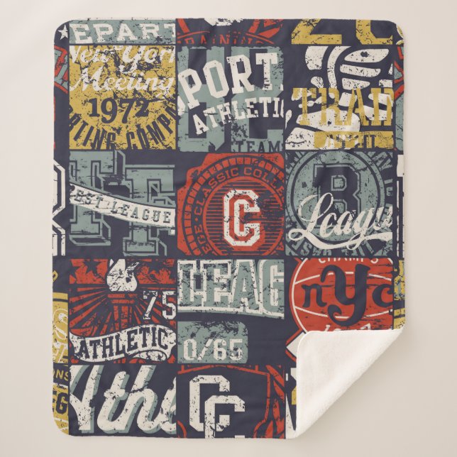 Manta Sherpa Viejas insignias deportivas de la Universidad Amer (Anverso)