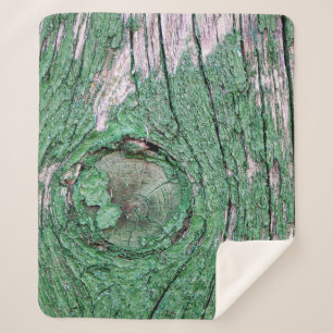 Manta Sherpa Viejo fondo de madera verde pintado por el tiempo,