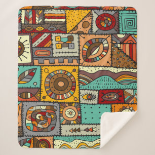 Manta Sherpa Viernes de tela en un estilo de mosaico. Étnico