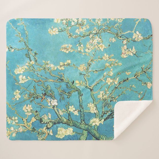 Manta Sherpa Vincent van Gogh Blossomong Almond Tree (Anverso (horizontal))