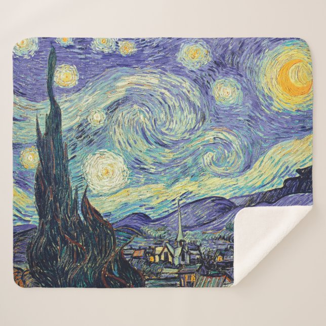 Manta Sherpa Vincent Van Gogh La Noche Starry (Anverso (horizontal))