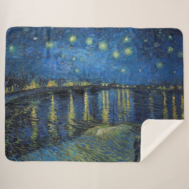 Manta Sherpa Vincent van Gogh - Noche estrellada sobre el Ródan (Anverso (horizontal))