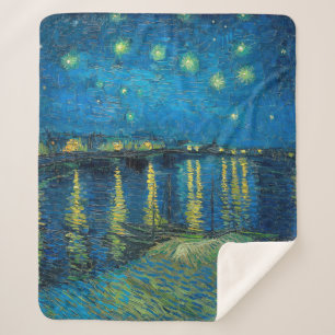 Manta Sherpa Vincent Van Gogh Noche estrellada sobre el Ródano