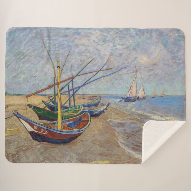 Manta Sherpa Vincent van Gogh - Pescadores en la playa (Anverso (horizontal))