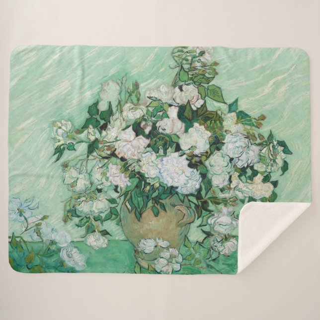 Manta Sherpa Vincent van Gogh - Rosas (Anverso (horizontal))