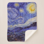 Manta Sherpa Vincent Van Gogh Starry Night Vintage Bella Artes<br><div class="desc">Vincent van Gogh Starry Night Bella Artes Painting Starry Night es un cuadro del artista holandés post-impresionista Vincent van Gogh. El cielo azul nocturno está lleno de nubes, estrellas y una luna creciente brillante. La noche estrellada es la única noche de la serie de vistas desde la ventana de su...</div>