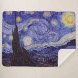Manta Sherpa Vincent Van Gogh Starry Night Vintage Bella Artes<br><div class="desc">Vincent van Gogh Starry Night Bella Artes Painting Starry Night es un cuadro del artista holandés post-impresionista Vincent van Gogh. El cielo azul nocturno está lleno de nubes, estrellas y una luna creciente brillante. La noche estrellada es la única noche de la serie de vistas desde la ventana de su...</div>
