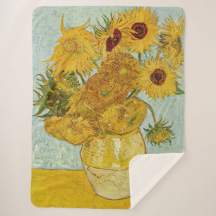 Manta Sherpa Vincent Van Gogh - Vase con doce girasoles