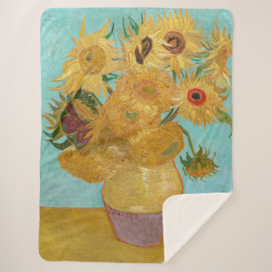 Manta Sherpa Vincent Van Gogh - Vase con doce girasoles