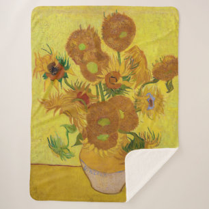 Manta Sherpa Vincent van Gogh - Vase con quince girasoles