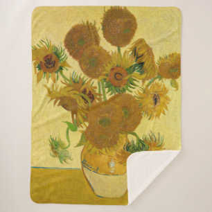 Manta Sherpa Vincent van Gogh - Vase con quince girasoles