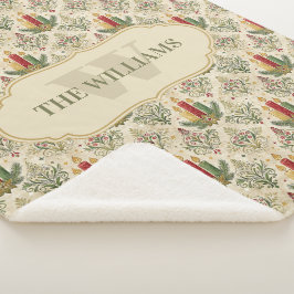 Manta Sherpa Vintage Christmas Candles & Ornaments Monograma