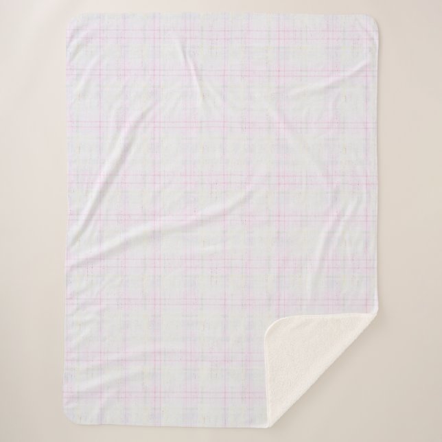 Manta Sherpa Vintage Cottage White Blush Plaid (Anverso)