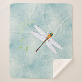 Manta Sherpa Vintage Dragonfly on Faded Floral Background