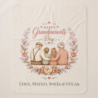 Manta Sherpa  Vintage Grandparents Day / Abuelos Clásico 