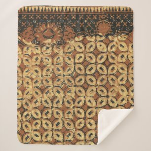Manta Sherpa Vintage Indonesio Patrón Batik Kawung Rústico