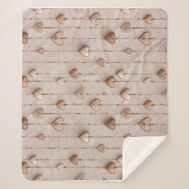 Manta Sherpa Vintage Lace Heart Strings (Anverso)