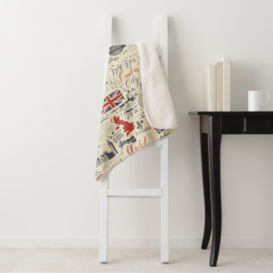 Manta Sherpa Vintage London Sherpa Blanket