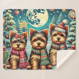 Manta Sherpa Vintage Merry Christmas Terrier Yorskhire Yorkie